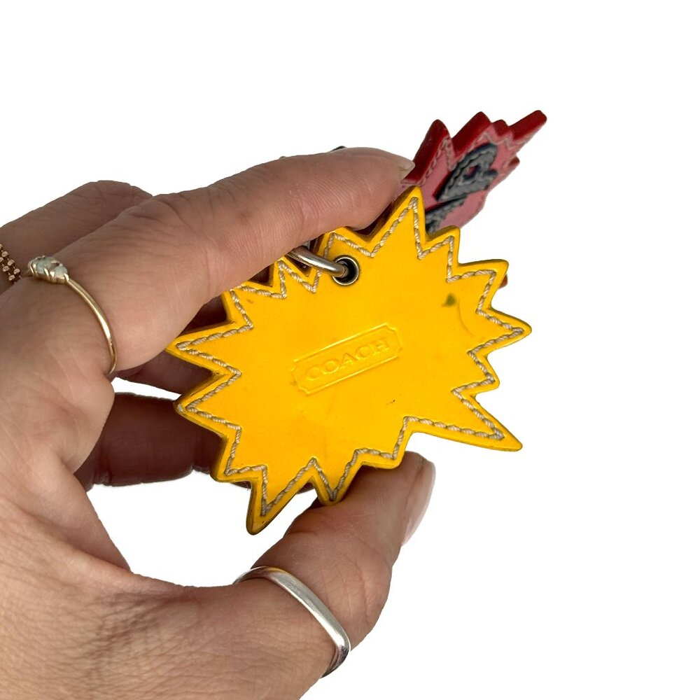 **Rare** COACH Comic Book Action Sounds Leather Keychain Bag Charm EUC - Picture 3 of 10